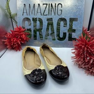 Tory Burch Sz 9 Reva Beige & Brown Flats